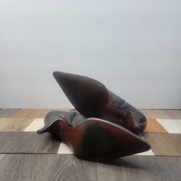 Women's 5.5M Brown Leather Stiletto Ankle Boots - Picture 5 of 5